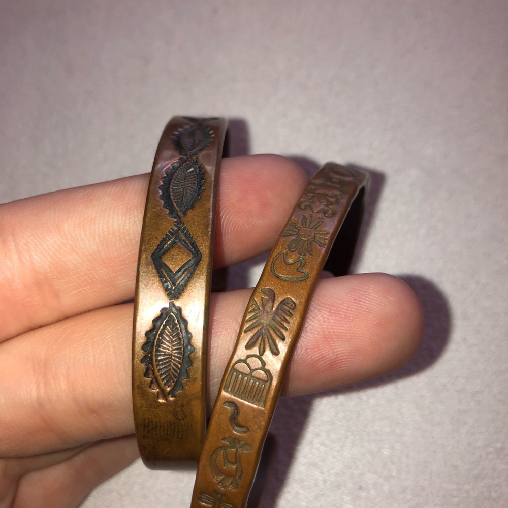 Navajo made copper bracelet bundle (2)
